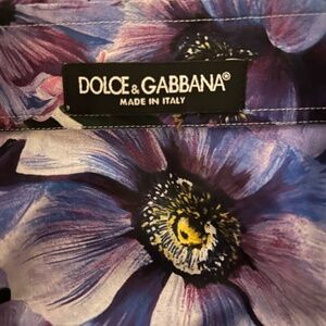 Dolce & Gabbana purple flowered fitted tapered cotton shirt 46 (10)